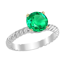 3 Karat Smaragd Edelstein-Ring in 14 Karat Zweifarbig Gold