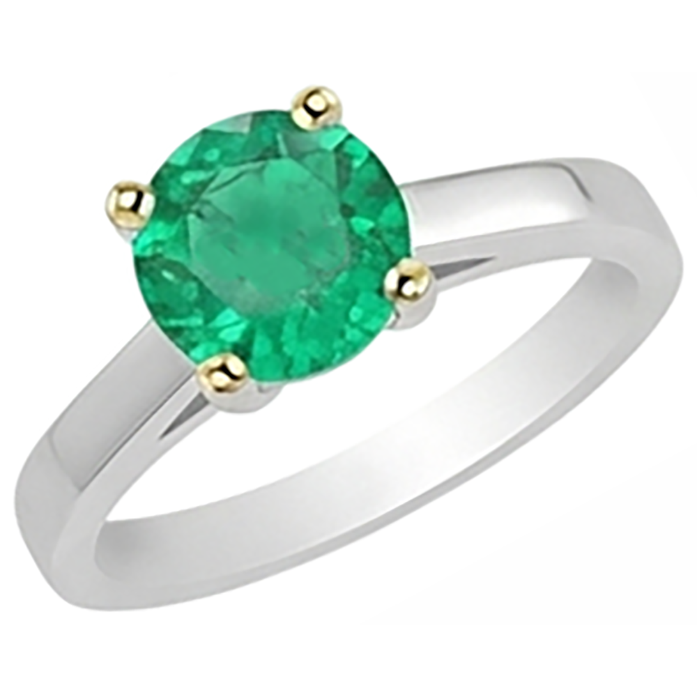 Naturreiner Smaragd Schmuckstein-Ring 2 Karat 14 Karat Zweifarbig Gold – Schrägansicht