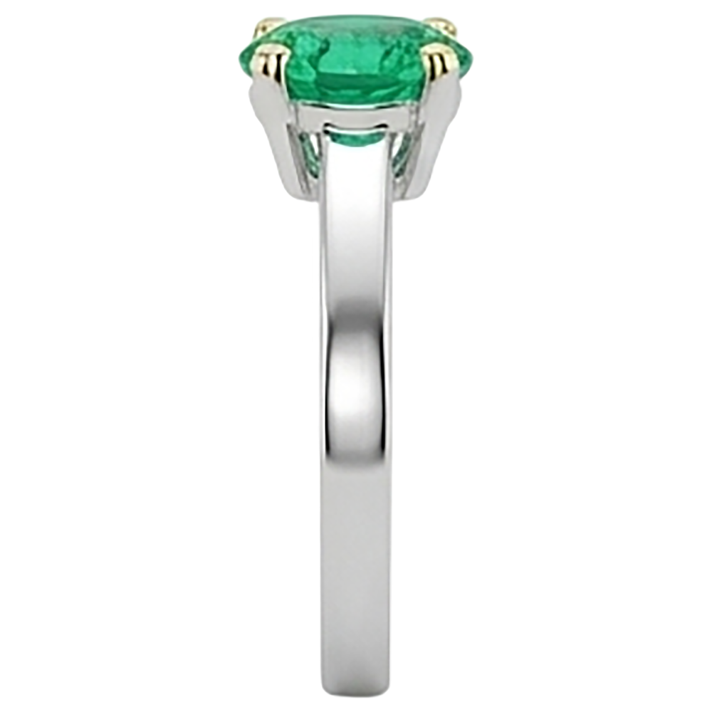 Smaragd Schmuckstein-Ring 2-Karat 14 Karat Zweifarbig Gold – Draufsicht