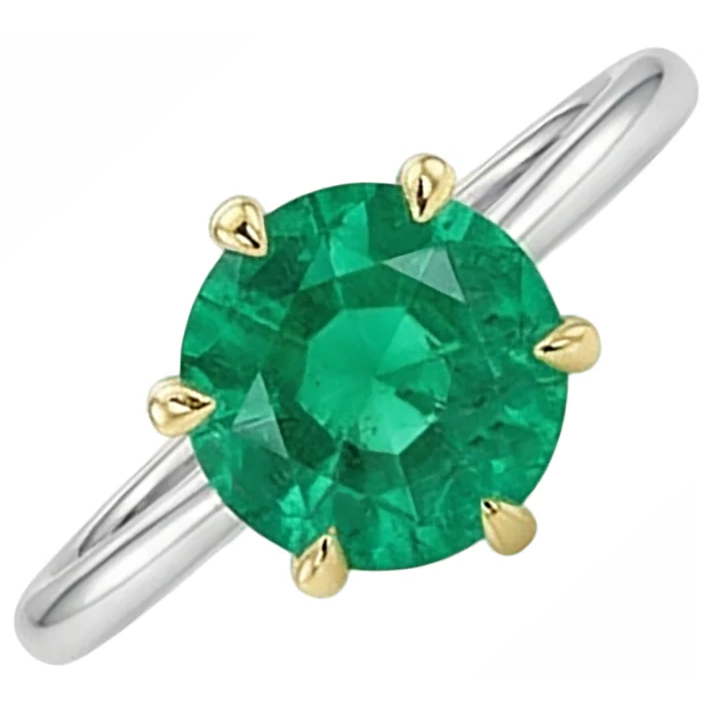 Kolumbianischer Smaragd Schmuckstein-Ring 2,50-Karat Bicolor 14K Gold – Schrägansicht