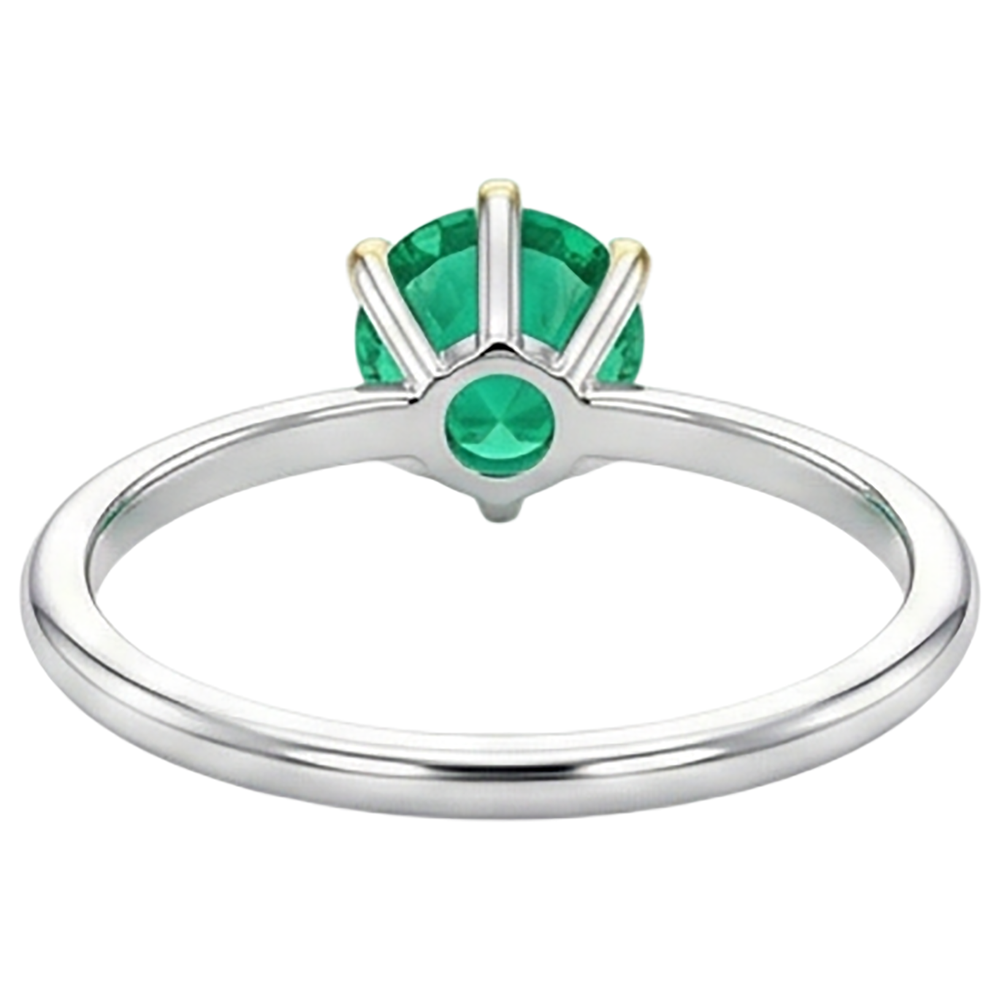 Kolumbianischer Smaragd Brillantschliff Schmuckstein-Ring in Bicolor 14K Gold – Draufsicht
