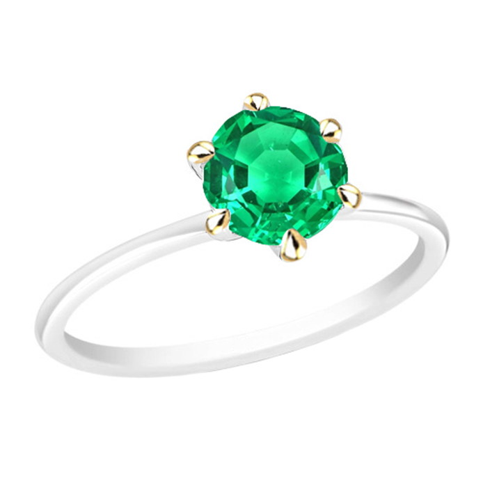 Echter Kolumbianischer Smaragd Schmuckstein-Ring 2,50 Karat Bicolor 14K Gold – Hauptansicht
