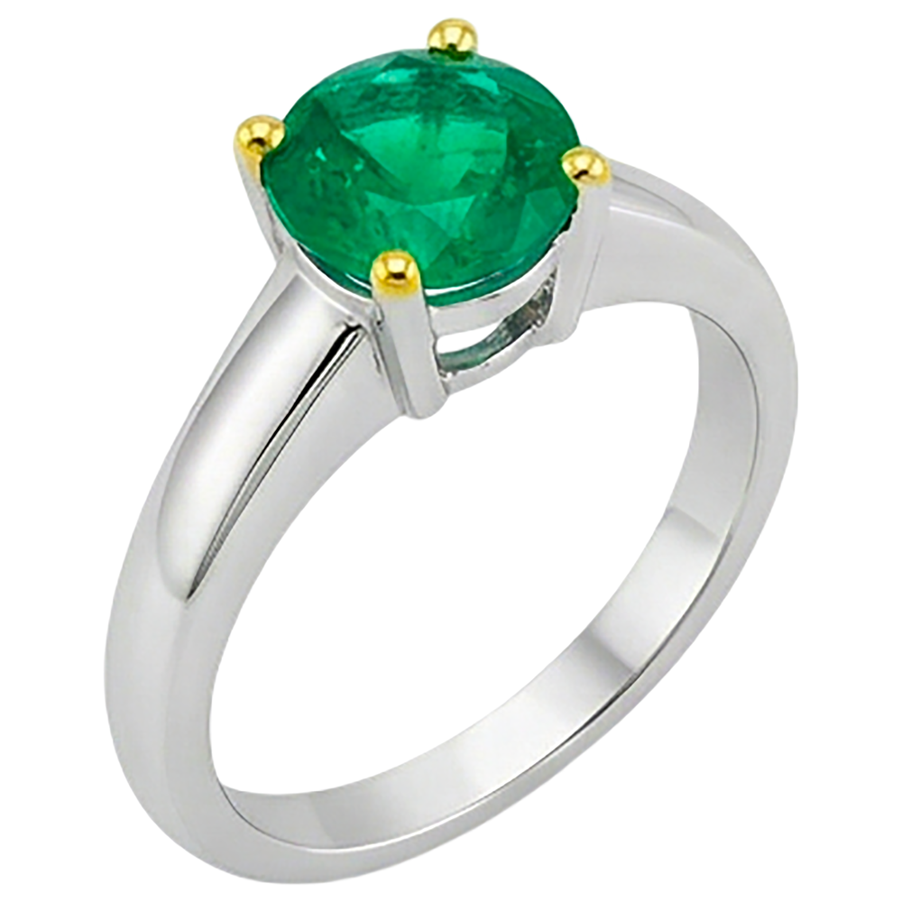 Edler Smaragd Farbstein-Ring 2-Karat 14 Karat Zweifarbig Gold – Profilansicht