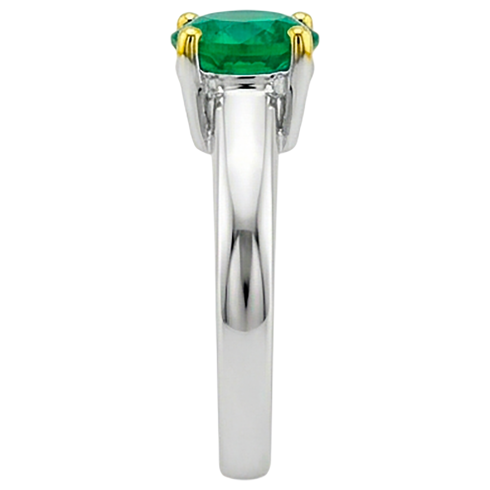 Brillantschliff Edler Smaragd Ring in 14 Karat Zweifarbig Gold – Draufsicht