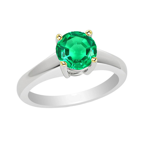 Farbstein-Ring 14 Karat Zweifarbig Gold mit Edler Smaragd – Hauptansicht