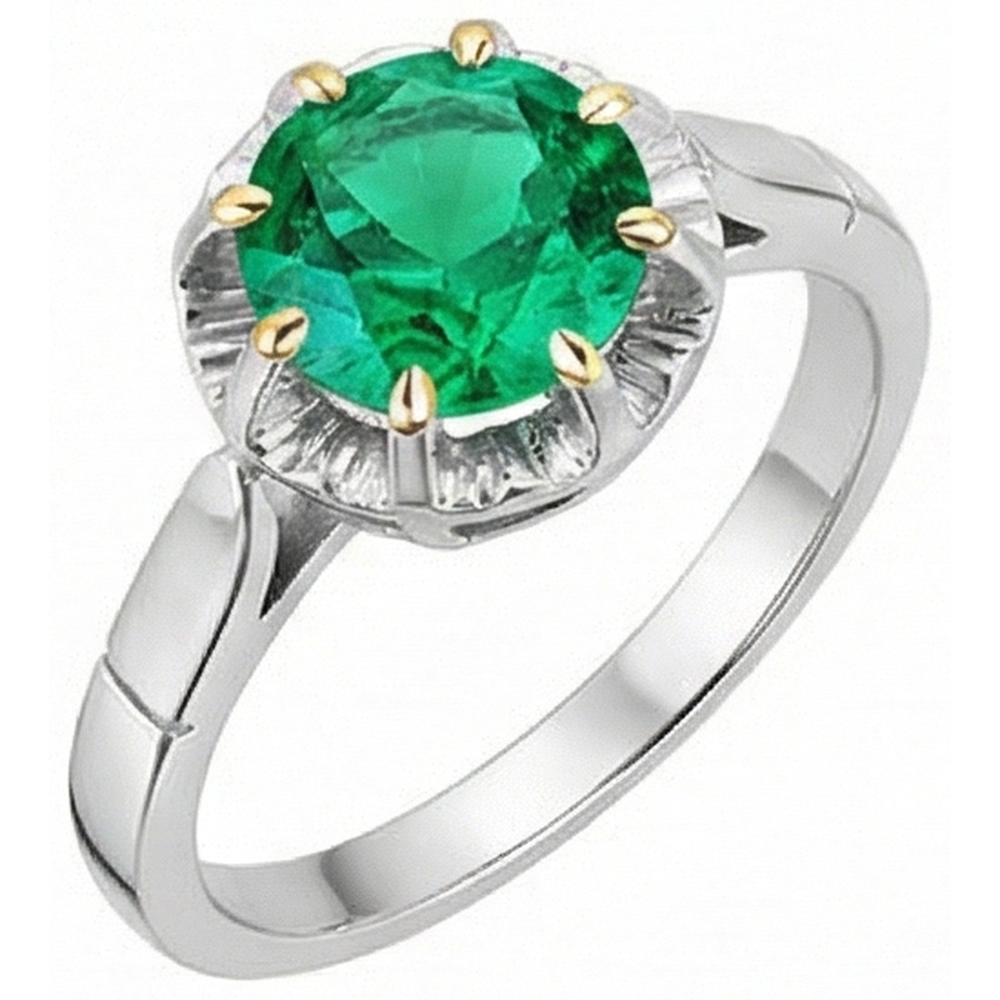 Authentischer Smaragd Farbstein-Ring – Profilansicht