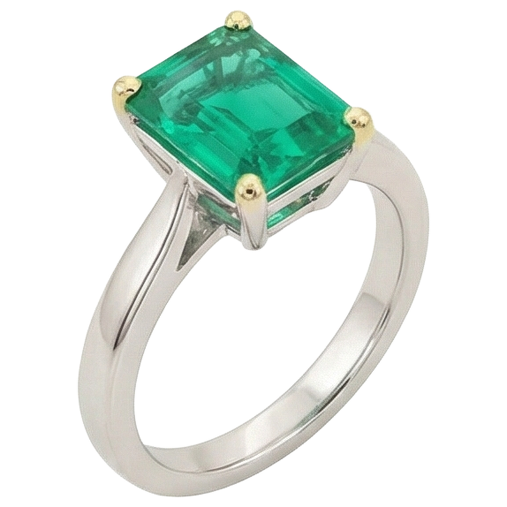 Eleganter Edler Smaragd Edelstein-Ring 2,50 Karat – Schrägansicht