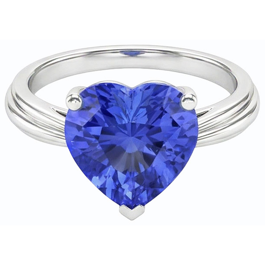 Solitaire Hellblauer Saphir-Herzring 2,50 Karat Krappen-Set Schmuck