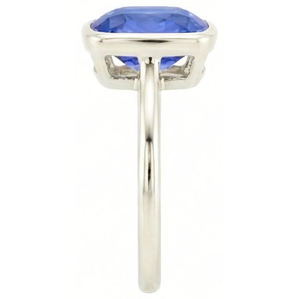 Solitaire Kissen Saphir Ring Lünette Set 2 Karat Edelsteinschmuck