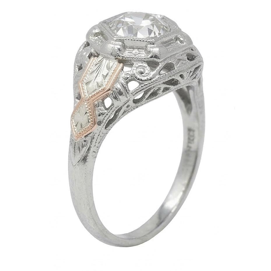 Solitaire Old Cut Natürlicher Diamant ( nicht im Labor gezüchtet ) Fancy Ring Lünette Antik-Stil 2 Karat
