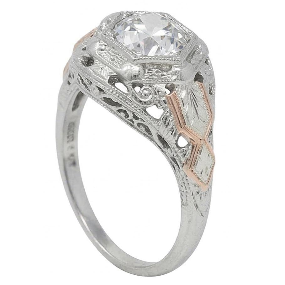 Solitaire Old Cut Natürlicher Diamant ( nicht im Labor gezüchtet ) Fancy Ring Lünette Antik-Stil 2 Karat