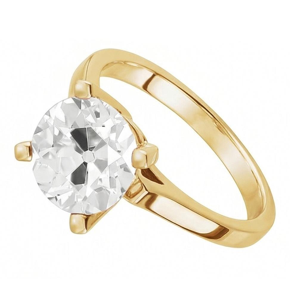 Solitär-Verlobungsring 14 Karat Gelbgold mit Diamant – Seitenansicht