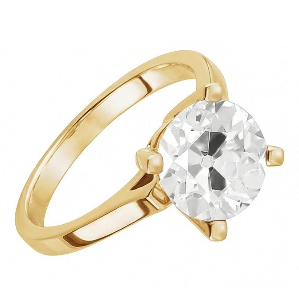 Diamant Solitär-Verlobungsring 4-Karat 14 Karat Gelbgold – Schrägansicht