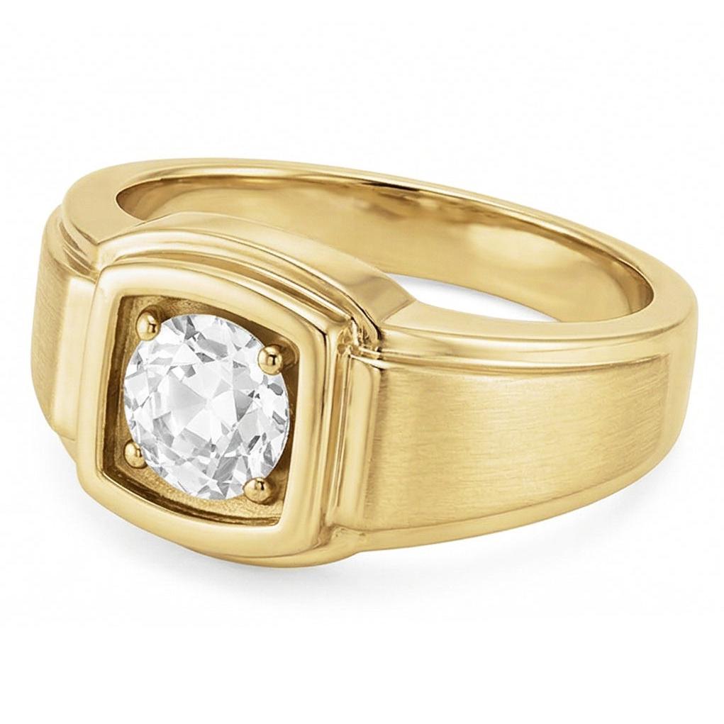 Antik-Kissen-Schliff Diamant Ring in 14K Weißgold – Seitenansicht