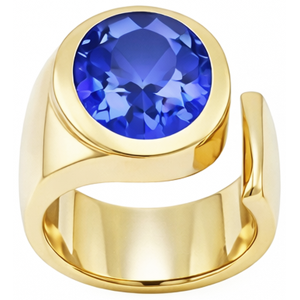 Solitaire Oval Tansanit 2 Karat Ring Edelsteinschmuck