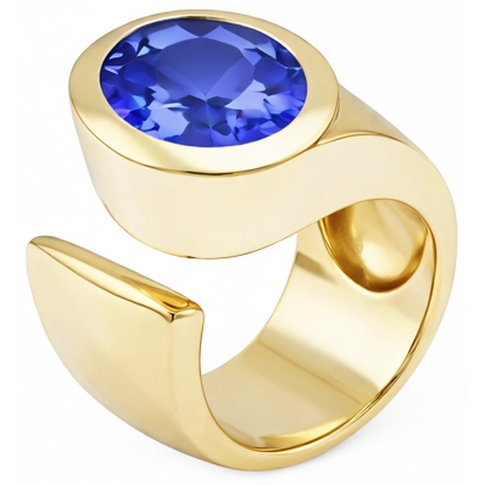 Solitaire Oval Tansanit 2 Karat Ring Edelsteinschmuck