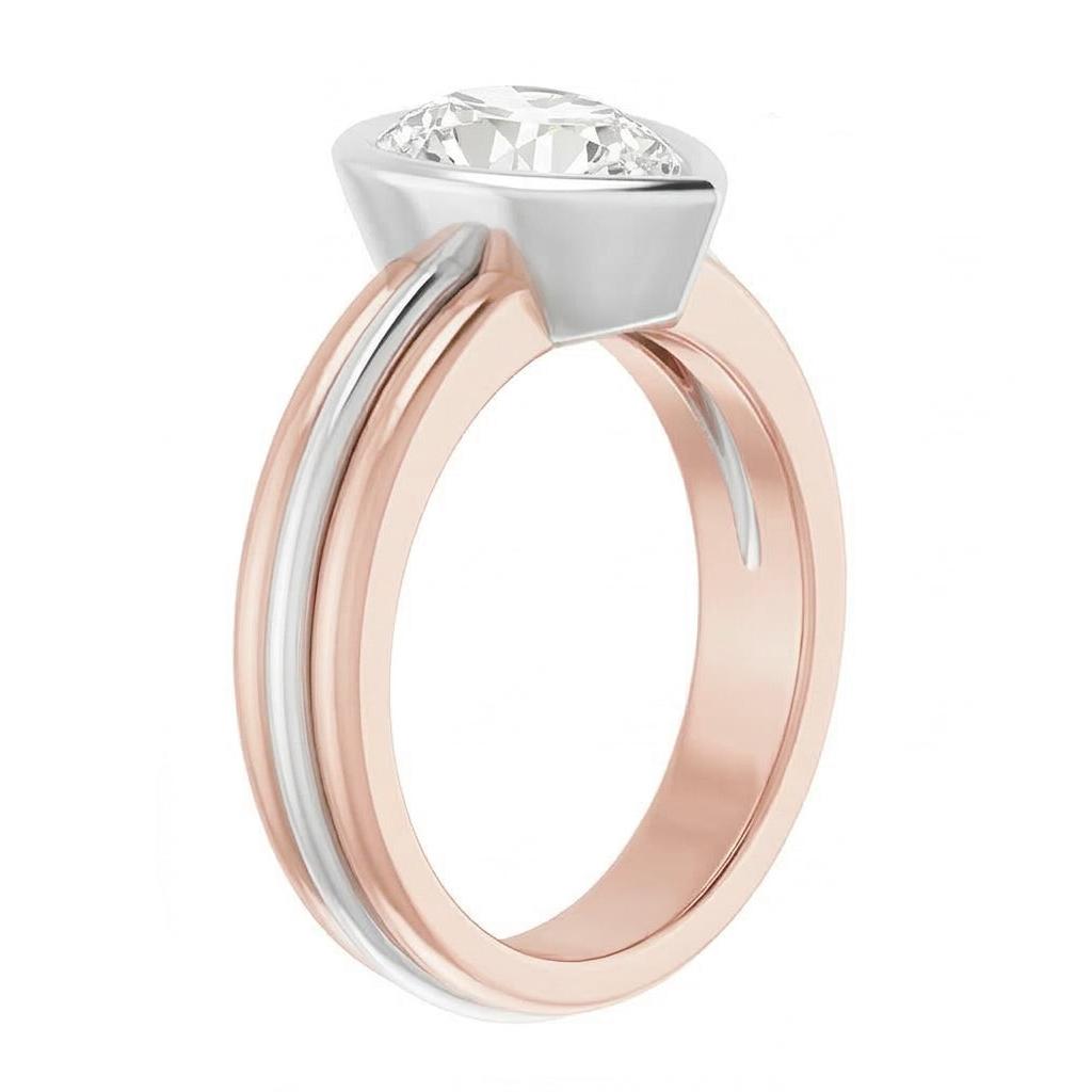 Solitaire Pear Old European Natürlicher Diamant ( nicht im Labor gezüchtet ) Ring Lünette Set 2,20 Karat