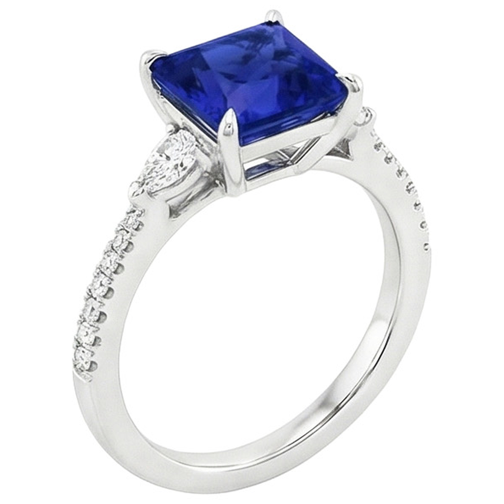 echter princess saphir 6Karat ring Draufsicht