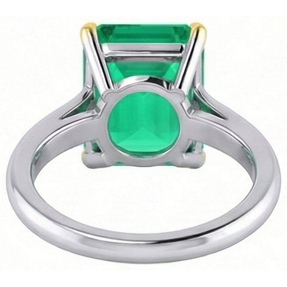 Edler Smaragd Treppen-Schliff Farbstein-Ring in Bicolor 14K Gold – Draufsicht