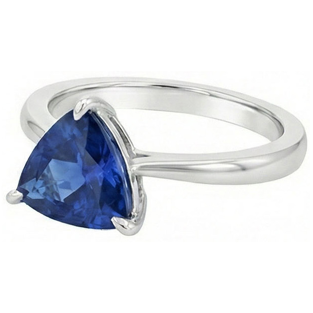 Solitaire Trillion Deep Blue Saphir 1,50 Karat Zinken-Set Schmuck
