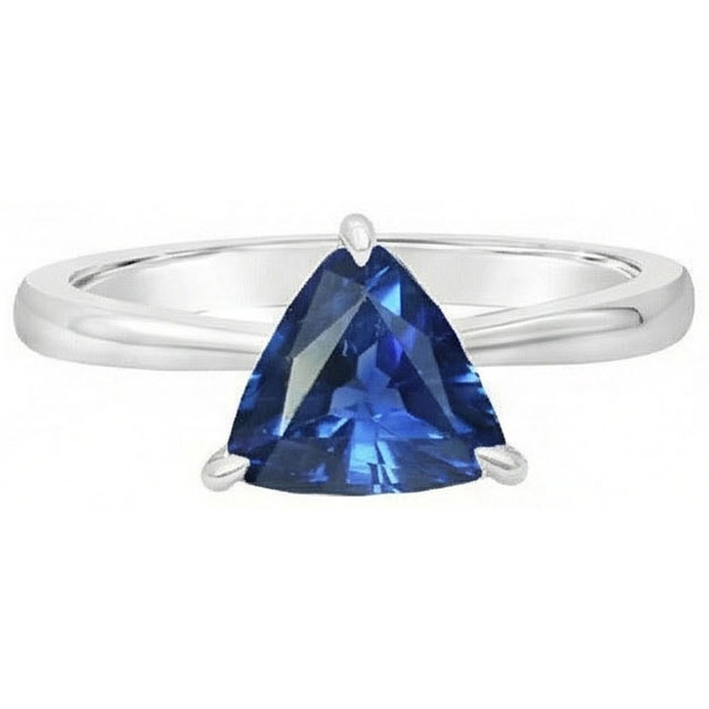 Solitaire Trillion Deep Blue Saphir 1,50 Karat Zinken-Set Schmuck