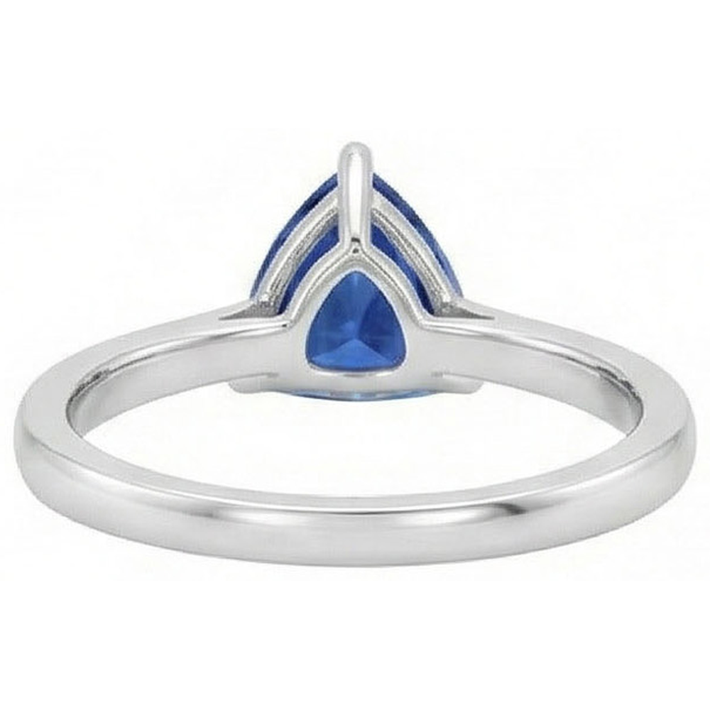 Solitaire Trillion Deep Blue Saphir 1,50 Karat Zinken-Set Schmuck