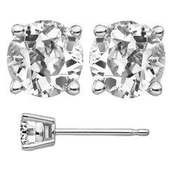 Echter Antik-Kissen-Schliff Diamant Ohrringe – 4 Karat in 14K