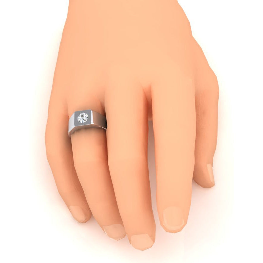Rund-Brillant Brillant Ring in 10K White Gold – Profilansicht