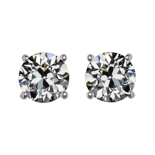 Natürlicher Edler Diamant Ohrstecker 2 Karat 14K Weißgold – Hauptansicht