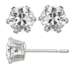 14 Karat Weißgold Brillant Ohrstecker – 3,50-Karat Old Mine Cut