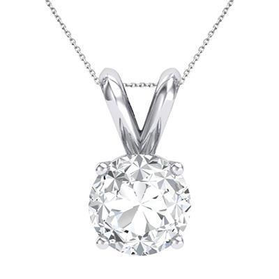 Solitaire Funkelnd Funkelnd 1 Carat Echt Diamant Necklace Pendant Gold White 14K