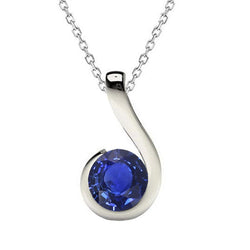 14 Karat Weißgold Edelstein-Anhänger mit Blauer Saphir – 2 Karat