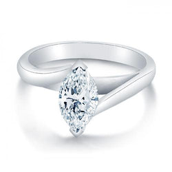 Solitaire Marquise Cut 1,75 Karat Natürliche Diamant Ehering Weißgold 14K