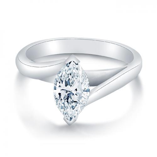 Solitaire Marquise Cut 1,75 Karat Natürliche Diamant Ehering Weißgold 14K