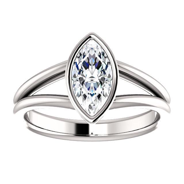 Solitaire Marquise Echt Diamantring 3 Karat Lünette Split Shank Schmuck