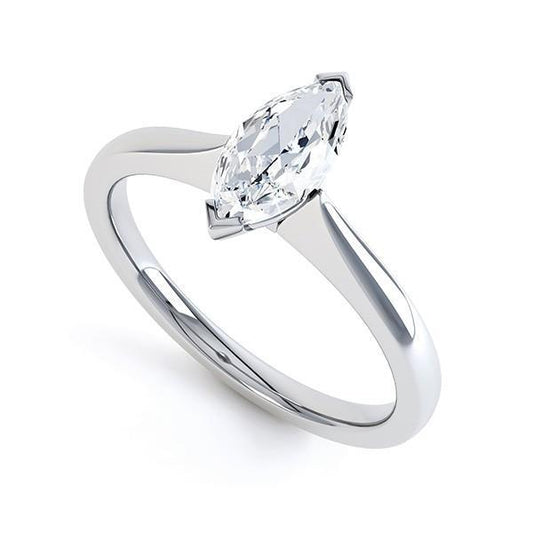 Solitaire Marquise Schliff Natürliche Diamant Ehering 1,90 Karat 14K Weißgold