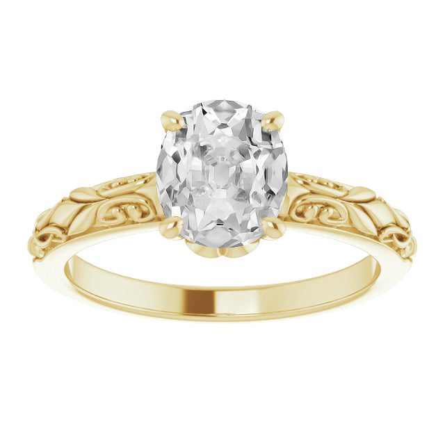 Brillant Antik-Kissen-Schliff Einzelstein-Ring in 14K Gelbgold – Hauptansicht