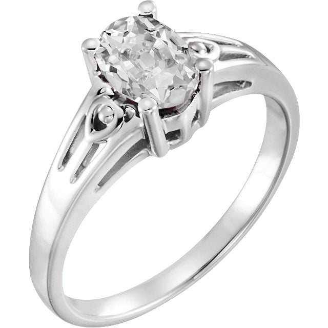 Edler Diamant Old Mine Cut Einzelstein-Ring in 14K Weißgold – Hauptansicht