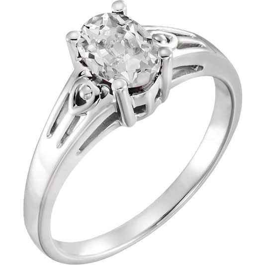 Edler Diamant Old Mine Cut Einzelstein-Ring in 14K Weißgold – Hauptansicht