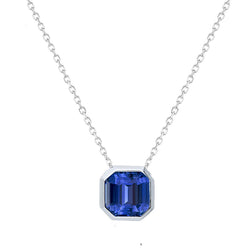 Blauer Saphir Lünettenfassung Edelstein-Anhänger 2 Karat in 14K