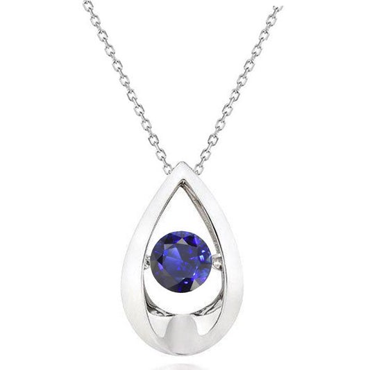 Stein-Halskette 14K Weißgold mit Royalblauer Saphir – Hauptansicht