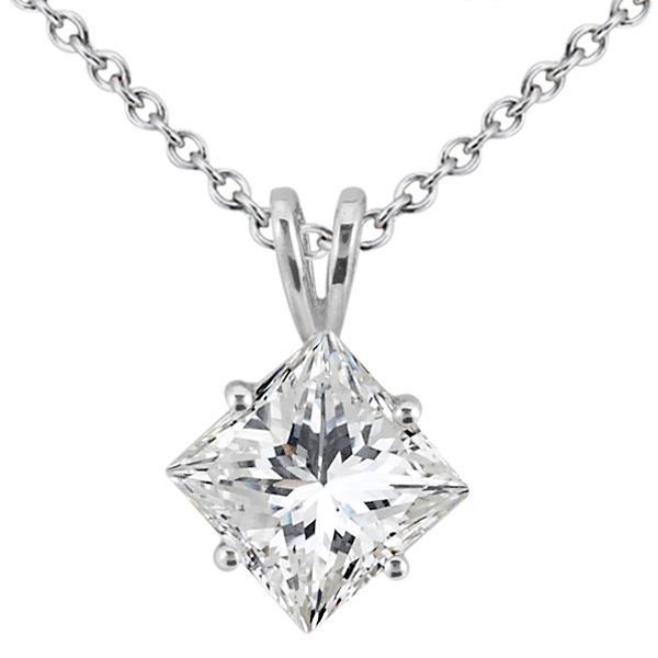 Solitaire Princess Cut Echt Diamant-Anhänger-Halskette 2,25 Ct Vier Zinken Set