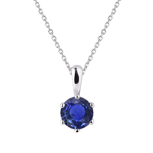Schmuckstein-Anhänger 14K Weißgold mit Blauer Saphir – Hauptansicht
