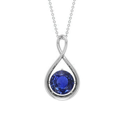 Echter Royalblauer Saphir Schmuckstein-Anhänger – 14K Weißgold 1