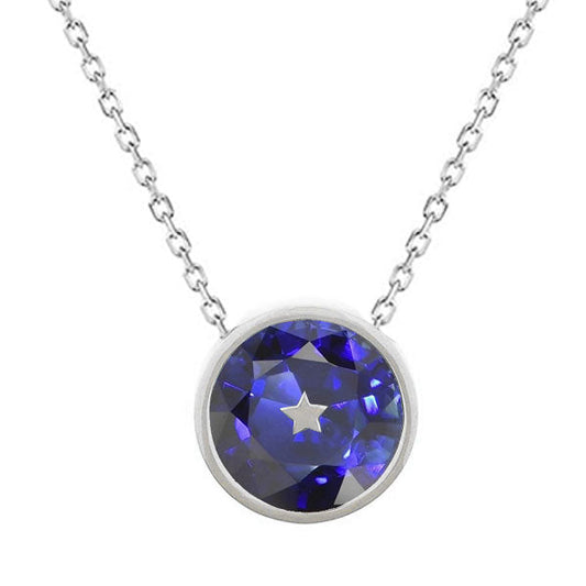 Authentischer Royalblauer Saphir Edelstein-Anhänger 3 Karat 14 Karat Weißgold – Hauptansicht