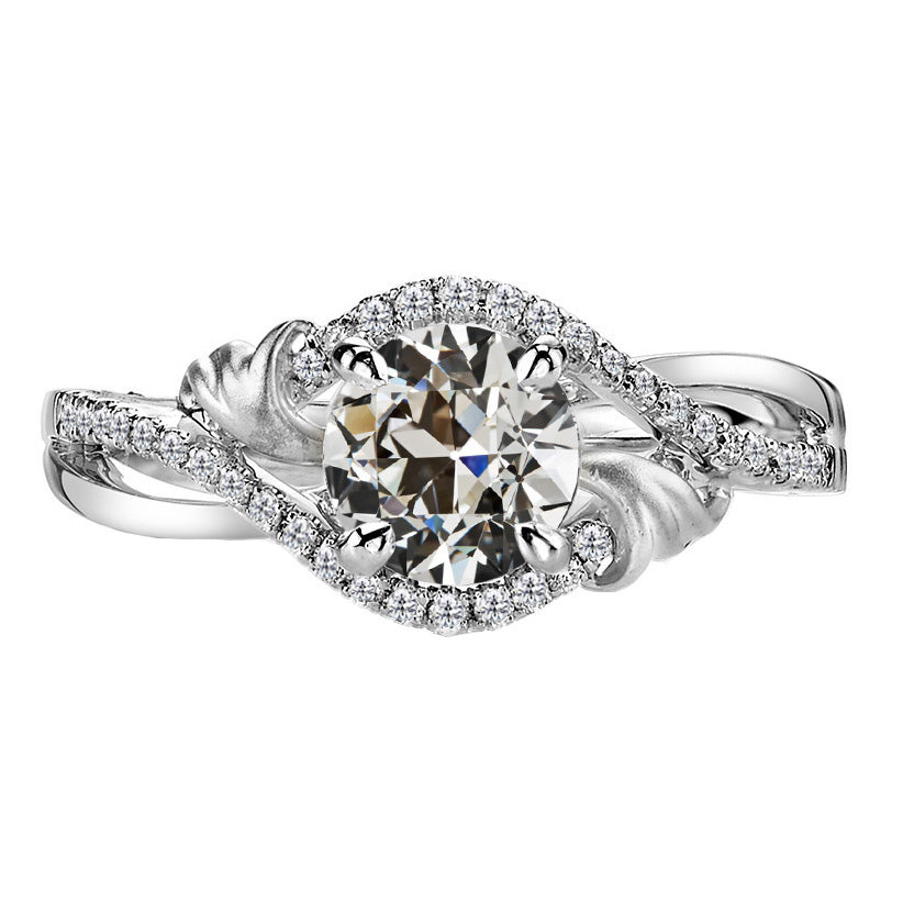 Authentischer Diamant Solitär-Ring mit Akzenten 3 Karat 14K Weißgold – Hauptansicht
