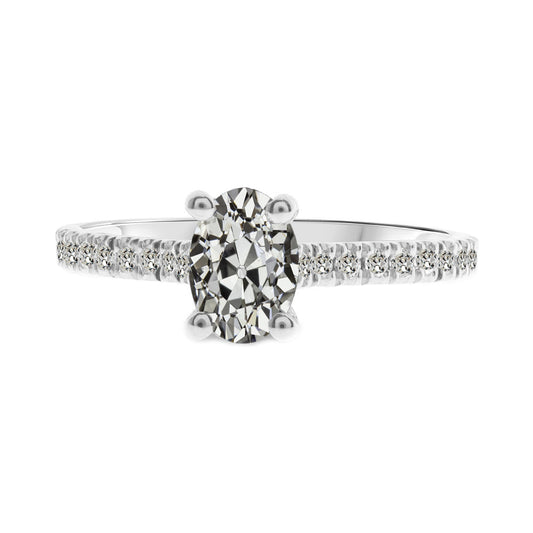Old Mine Cut Diamant Ring in 14K Weißgold – Hauptansicht