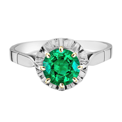 Authentischer Smaragd Farbstein-Ring – 14 Karat Zweifarbig Gold