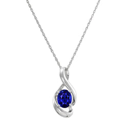 Blauer Saphir Gedrehte Schiene Stein-Halskette 1 Karat in 14