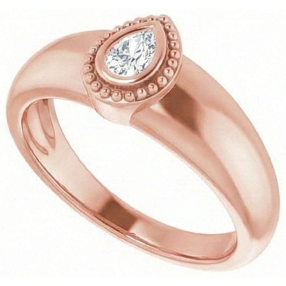 echter pear diamant 1Karat ring Seitenansicht